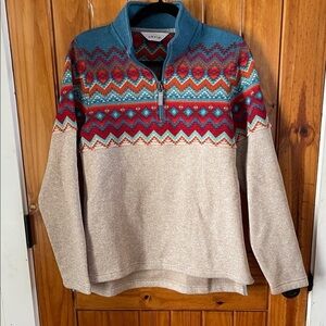 ORVIS TROUT BUM OUTDOOR PERFORMANCE AZTEC/SOUTHWEST PULLOVER Medium quarter zip